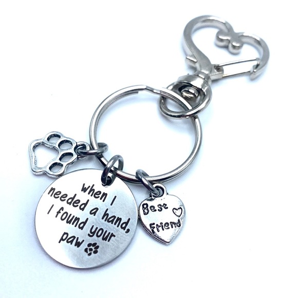 When I Needed A Hand I Found Your Paw Keychain Purse Charm Pet Lovers Gift - Picture 3 of 3